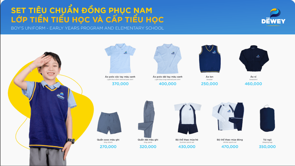 quy chuẩn đồng phục nam lớp tiểu học