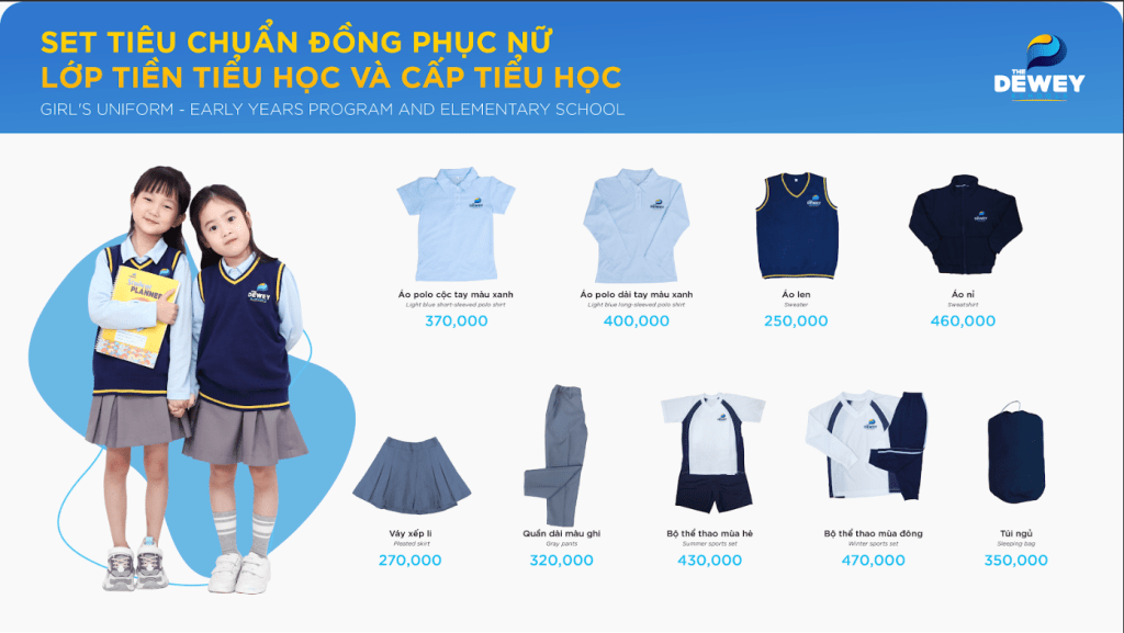 quy chuẩn đồng phục nữ lớp tiểu học