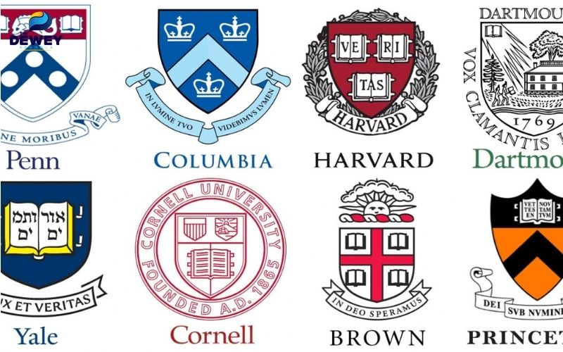 Logo các trường Ivy League và top ranking tại Mỹ